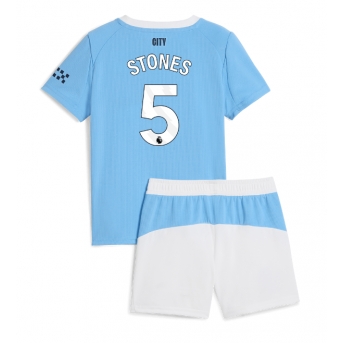Billige Fotballdrakt Manchester City John Stones #5 Replika Hjemmedraktsett Barn 2025-26 Kortermet (med bukser)